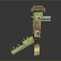 Pixel Style Crocodile Creature Character Wearing Hat And Red Clothing In Standing Pose