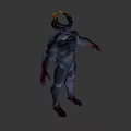3D Mythical Demon Character With Muscular Build Horned Head And Dark Purple Skin