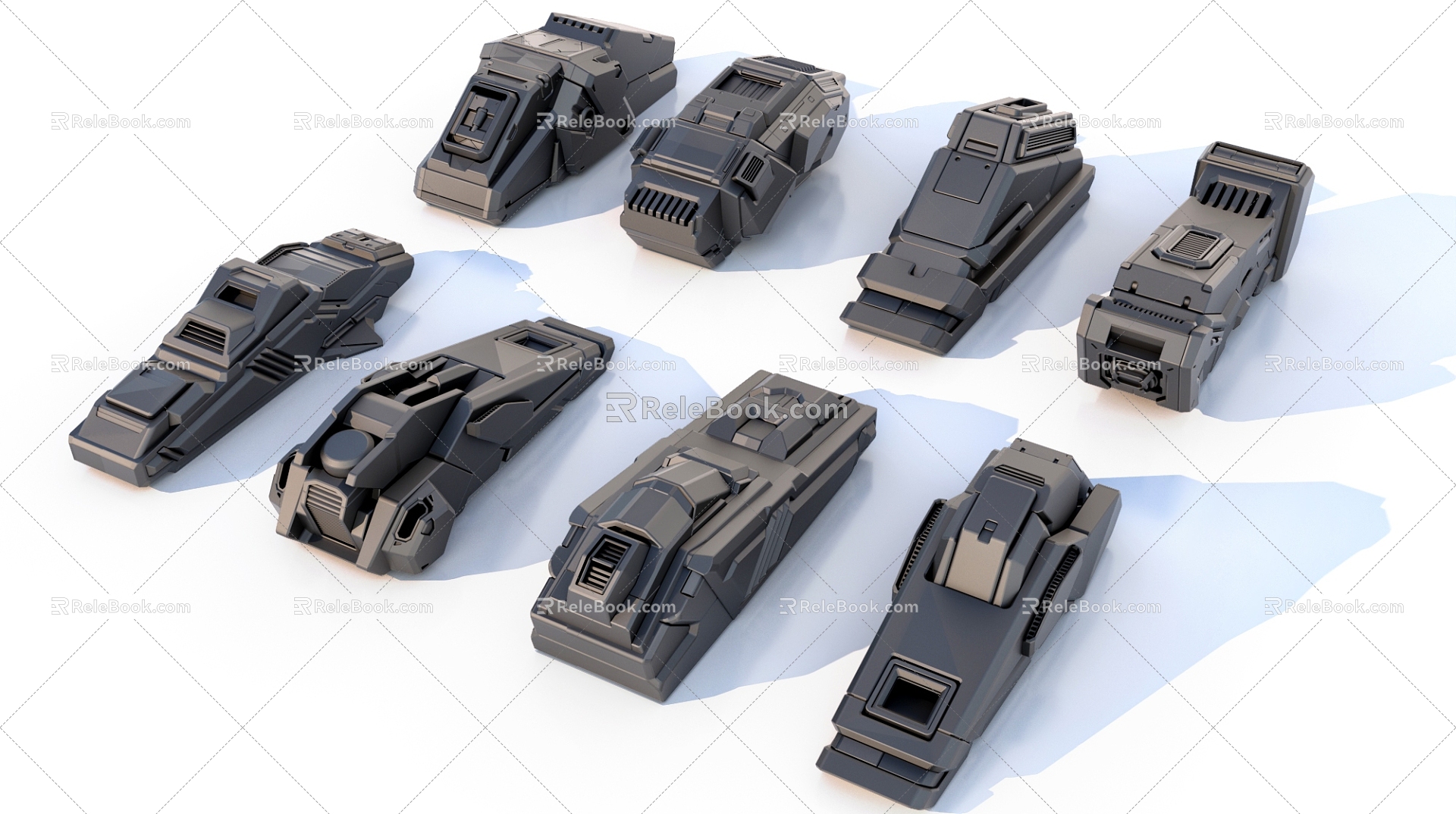 sci-fi mechanical parts hard surface combination 3d model