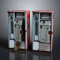 Old Red Commercial Equipment Vending Machines With Weathered Surfaces And Retro Design