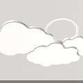 White Cloud Shaped Modern Decorative Ceiling Light with Ring Design 3d model