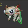 Cute Pink Axolotl Inspired Game Character With Big Eyes And Green Tail