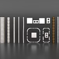 Various Types of Metal Pipes Including Coiled Straight and Square Components with Holes