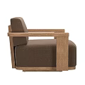 Modern Solid Wood Framed Brown Fabric Upholstered Leisure Chair For Cozy Home Living Space