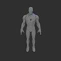 Iron Man 3D Model Character With Gray Armor Blue Eyes And Futuristic Design