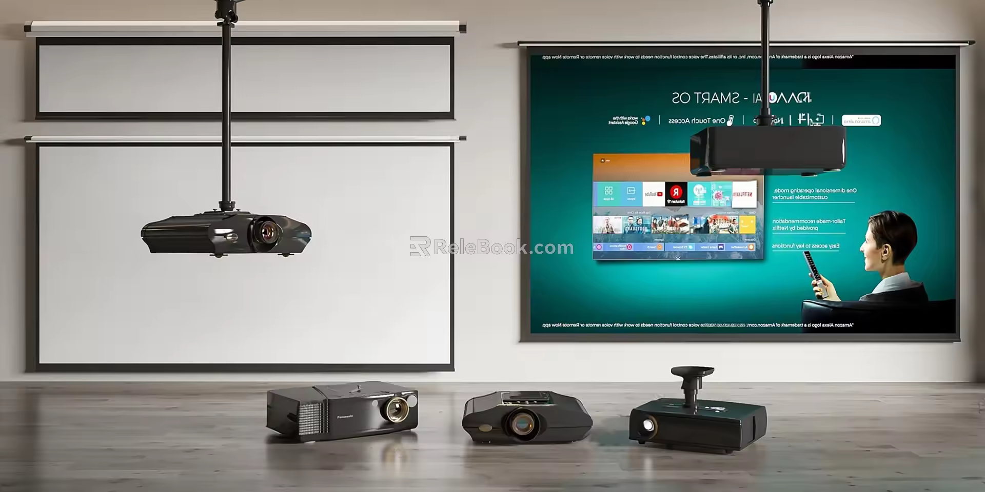 Modern projection curtain projector curtain combination 3d model