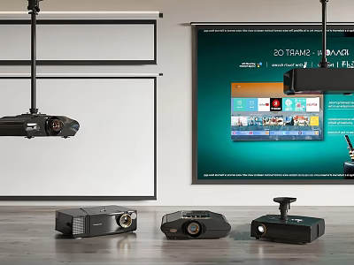 Projection Monitoring System Featuring Multiple Projectors And Projection Screen Equipment 3d model
