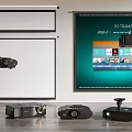 Modern projection curtain projector curtain combination 3d model