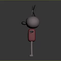 Playful 3D Cartoon Rabbit Character With Pink Ears Black Eyes Red Outfit And Arms Outstretched