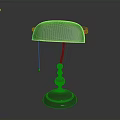 Classic Table Lamp With Green Lampshade Silver Stand Base And Hanging Chain