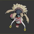 Rabbit Like Creature Character With Bunny Ears Long Hair Pink And White Outfit Arms Outstretched