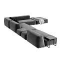 Modern Grey Modular Sectional Sofa with Throw Pillow Blanket and Side Table 3d model