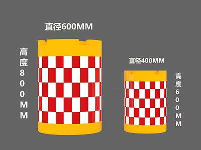 Road Safety Barriers Red White Checkered 600mm Diameter 800mm Height And 400mm Diameter 600mm Height 3d model