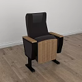 Modern Single Armchair With Black Fabric Backrest Wooden Armrests Perforated Panels And Metal Legs