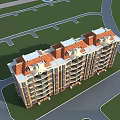 Modern Townhouse Exterior Featuring Multi Storey Balconies Brick Facade Green Lawn And Blue Sky