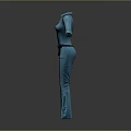 Blue Short Sleeved Overalls With Waist Belt For Daily Casual Wear And Style