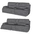 Comfortable Gray Sectional Sofa With Reclining Seats And Cup Holder Console 3d model