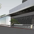 Contemporary Garden Landscape Design With Green Lawn Bamboo Sculpture And Sunlight
