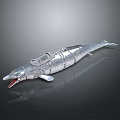 Pilot Inside Silver Fish Shaped Mechanical Creature With Open Mouth And Cabin 3d model