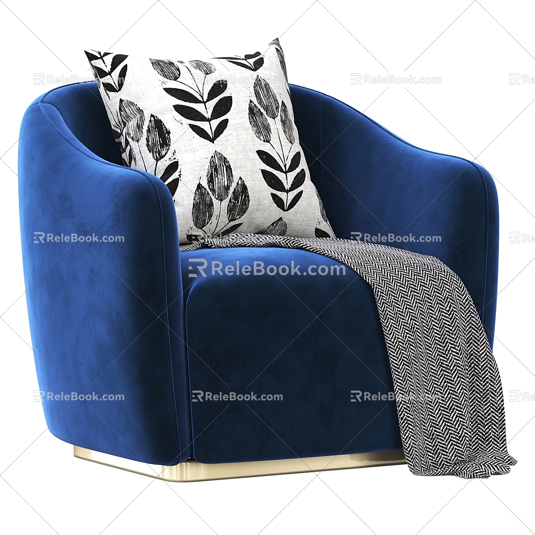 Modern Blue Single Sofa 3d model