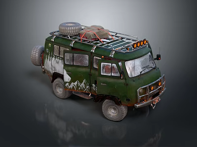 minibus minivan driverless bus school bus van box car 3d model