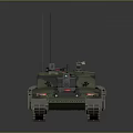 Modern Armored Military Tank Featuring Camouflage Paint Cannon Tracks And Antennas