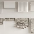 Different Styles Roman Blinds In White And Grey With Various Folds For Interior Design