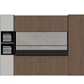 Sleek Modern Kitchen Cabinets In Wooden And White With Black Countertop Double Ovens