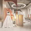 Elegant Bridal Shop Interior Design With Displayed Wedding Dress Lighting And Seats