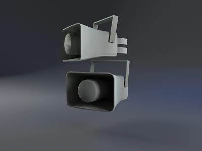 Commercial Audio Equipment With Two Gray Square Shaped Horn Speakers For Business Use 3d model