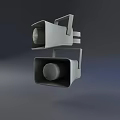 Commercial Audio Equipment With Two Gray Square Shaped Horn Speakers For Business Use