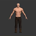 A Muscular Shirtless Man With Defined Abs Short Hair Brown Pants And Brown Boots