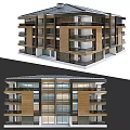 Modern Residential Building With Wooden Exterior Balconies And Large Glass Windows