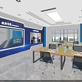 Modern office interior with corporate culture wall desks computers and green plants