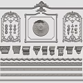 Ornate Carved Decorative Elements Featuring Frames Central Rosette And Various Molding Strips