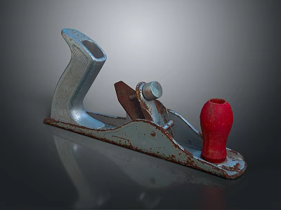 Vintage Industrial Woodworking Plane With Metal Body And Red Component 3d model