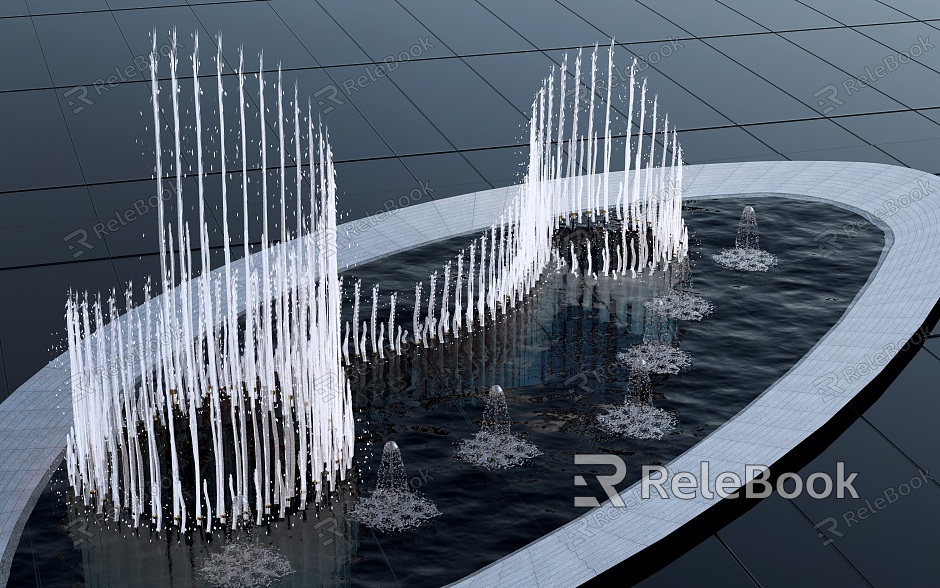 Modern Fountain Round Fountain Pool Square Fountain Water Column Water Drop model