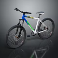 Modern Racing Bicycle With Blue And White Frame Black Tires And White Seat