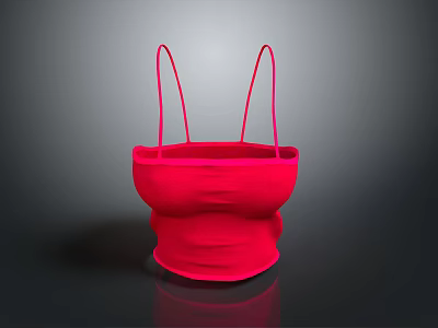 Red Flexible Household Storage Basket With Two Handles For Daily Use 3d model