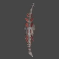 Realistic Dinosaur Model With Red Spines And Gray Body On Gray Background
