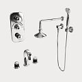 Modern Chrome Shower System With Rainfall Showerhead Handheld Sprayer And Control Valves 3d model