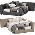 Modern Kids Bed Design With Cozy Pillows Soft Blankets And Neutral Tones