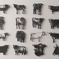 Stylish Cow Themed Wall Decor Featuring Various Cow Silhouette Designs