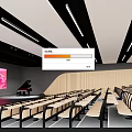 School Auditorium Modern Interior With Piano Arranged Seats And Ceiling Lights