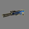 Futuristic Tactical Weapon Design With Blue Black Accents And Scope Grip
