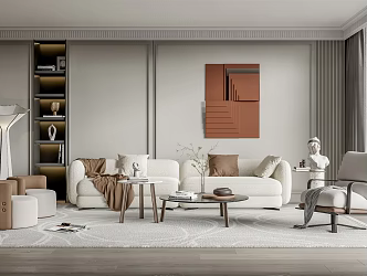 Modern Living Room Living Room Sofa Coffee Table Combination 3d model