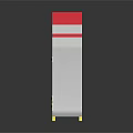 White Storage Cabinet With Red Top White Stripes Yellow Star Decorations And Yellow Wheels