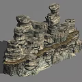 Artistic Garden Landscape Featuring Stacked Rock Formations And Wooden Plank Walkway Design