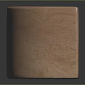 Light Colored Wooden Sculpture With Rectangular Shape And Circular Hole On Dark Background