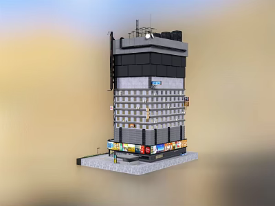 Modern Commercial Complex Building With Multi Storey Structure And Ground Floor Retail Shops 3d model